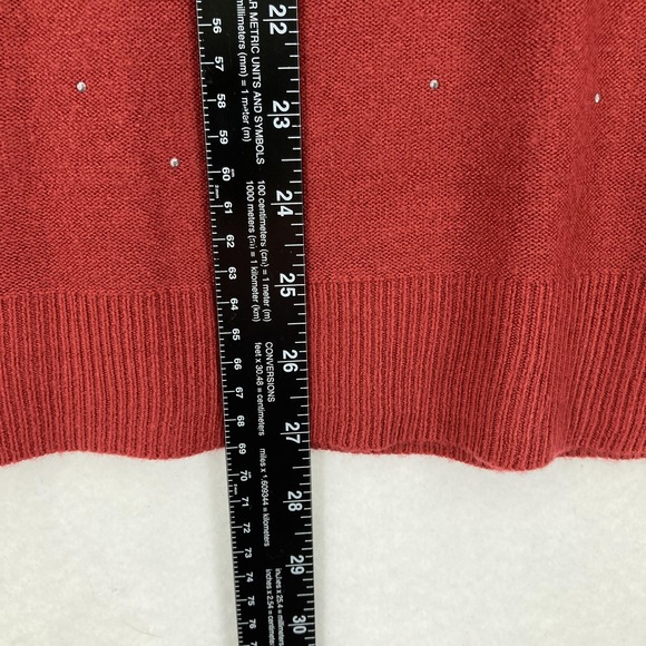 Apt. 9 Sweater Womens 1X Red Rhinestone Embellished Scoop Neck Pullover Sparkle - Picture 8 of 13